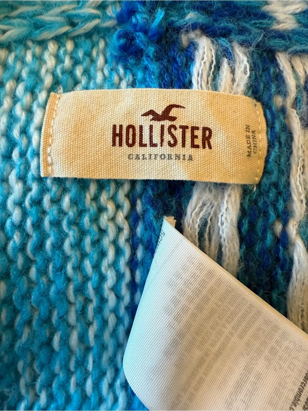Hollister Blue Fair Isle Knit Infinity Scarf Chunky Winter Circle Scarf Cozy